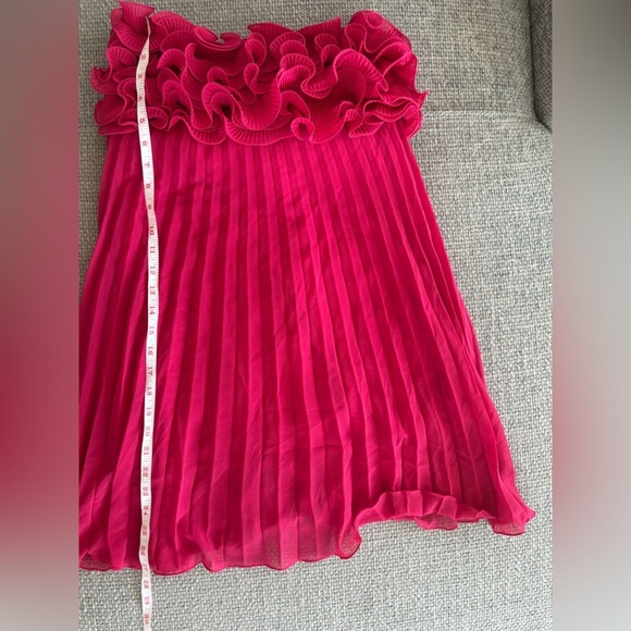 Zara Strapless Pleated Ruffle Mini Dress • Size S • Raspberry Red • NWT - Picture 12 of 16